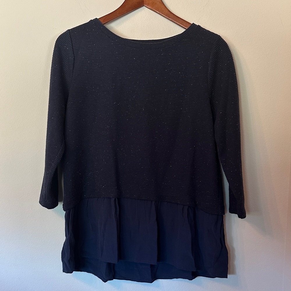 LOFT Navy Tiered Women's Blouse